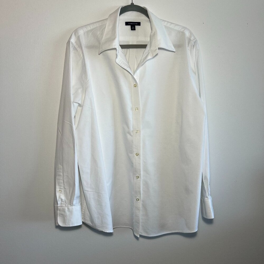Lands End White Button Down Baumwolle Size XL